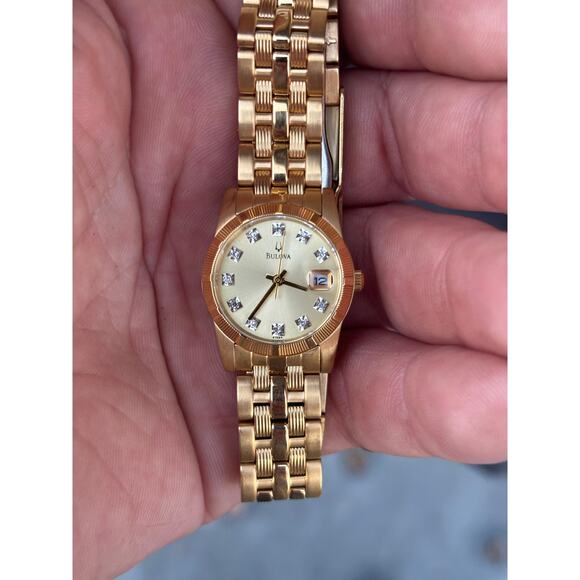 Bulova C960496 Diamond Accent Gold Tone Women’s Watch. New Battery. main image 5